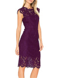 Women's Bodycon Sleeveless Little Cocktail Party Dress with Floral Lace