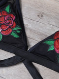 Sequined Floral Bralette Swimsuits