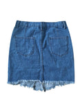 Women Denim Skirt Pearl Beading Jeans Skirt 