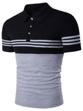 Cheap Polo Collar Color Block Men T-Shirt