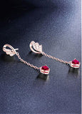 Popular Micro Pave Zirconia Wings with Rose 925 Sterling Silver Stud Earrings