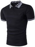 Cheap Polo Collar Patchwork Printed T-Shirts