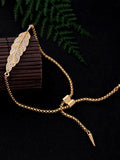 Fathion Leaf-Shaped Rhinestone Chain Tie Bracelet