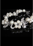  Bracelets With Rhinestones & Pearls Elegant Alloy