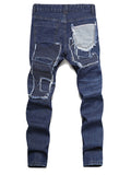 Men's Straight Jeans Mid Waist Hole and Worn Vogue 