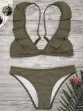 Padded Ruffle Strap Bikini Set