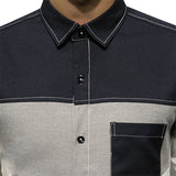 Designer Bessiness Shirt for Men Slim Fit Patchwork Bust Pocket Button Down 