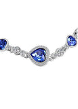 Fancy Platinum Plated Bracelet with Mazarine Austria Crystal Heart Findings
