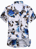 Mens Shirt Slim Fit Short Sleeve Floral Shirt Mens Clothing