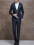   Men's Suits with Plaid Slim Fit
