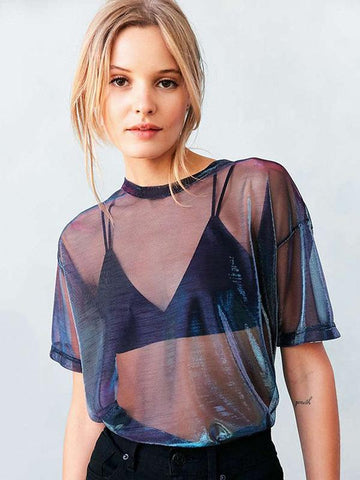 Fashion See-through Gauze T-shirt