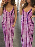 Deep V Neck Backless Beach Maxi Dress