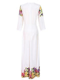 WHITE Printed Round Neck Maxi Dress