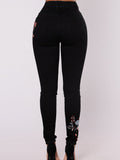 Marvelous Elastic Embroidered Pencil Jean Pants Bottoms