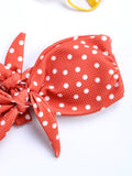 Front Strapless Bowknot String Polka Dot Tie Bikinis Swimsuits 