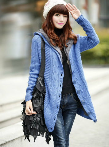 Hooded Cardigan Cashmere Sweater Women Coat 