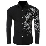 Turn Down Collar Designer Dress Shirt for Men Slim Fit Formal Casual Printing Long Sleeve 