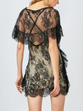 Flounced See-Through Lace Dress