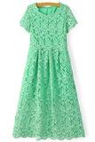 Crochet Flower Green Dress
