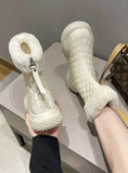 PLAID PLUS VELVET THICKENED THIN COTTON BOOTS