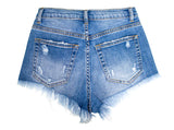 HIGH WAIST HOLES FRINGED EDGES SHORTS