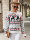 KNITTED ROUND NECK CONTRAST CHRISTMAS SWEATER