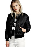 BASIC BOMBER JACKET LONG SLEEVE COAT CASUAL STAND