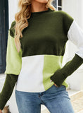 CONTRASTING TURTLENECK LOOSE SWEATER