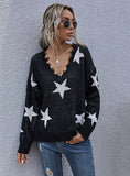 WOMEN LOOSE V-NECK KNITTED SWEATER