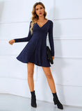 LONG SLEEVE DEEP V SLIM DRESS