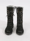 ROUND-TOE KNITTED WOOL TOP MARTIN BOOTS