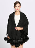 TWO SIDES CAN WEAR BIG FUR BALL TRIANGLE SCARF SHAWL