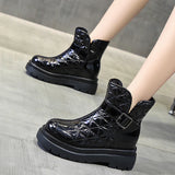 WOMEN THICK COTTON BELT BUCKLE BOOTIES