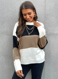 STRIPED STITCHING PULLOVER SWEATER
