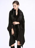 LOOSE FOX LIKE FUR COLLAR KNITTED CARDIGAN SHAWL