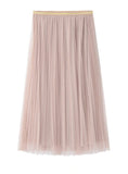 BRIGHT SILK PLEATED GAUZE SKIRT