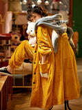 CORAL VELVET TWO-PIECE SUIT YELLOW ROBE ELEPHANT HOODED