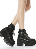 WOMEN'S THICK METAL ROUND HEAD BOOTS