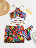 SPLIT STRAP COLORFUL SEXY BIKINI
