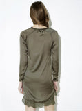 TRIM SHIRT WOMEN ARMY GREEN PATCHWORK V-NECK