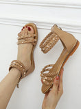 FLAT-BOTTOMED SUMMER WICKER SANDALS