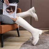 WOMEN LACE UP ELASTIC LONG BOOTS