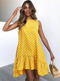 Print Dress Ruffle Women Spring Summer