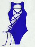 SEXY HOLLOW LACE UP ONE PIECE BIKINI