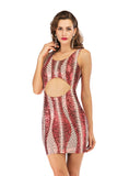 V-NECK BACKLESS SEQUINED DRESS