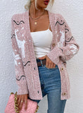 SINGLE-BREASTED CHRISTMAS DEER CARDIGAN SWEATER