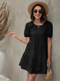 LOOSE A-LINE BUBBLE SLEEVE DRESS