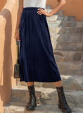 GOLDEN VELVET CASUAL PLEATED SKIRT