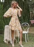 LOUDSPEAKER FLORAL RUFFLED DRESS