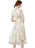 HEAVY EMBROIDERY GAUZE SLIM DRESS